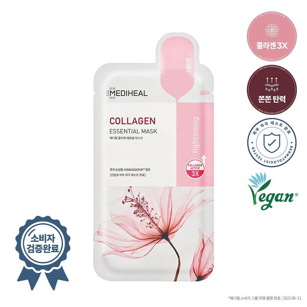 Mediheal Collagen Essential Mask 3X膠原蛋白彈力緊緻抗老精華面膜｜減淡皺紋功能