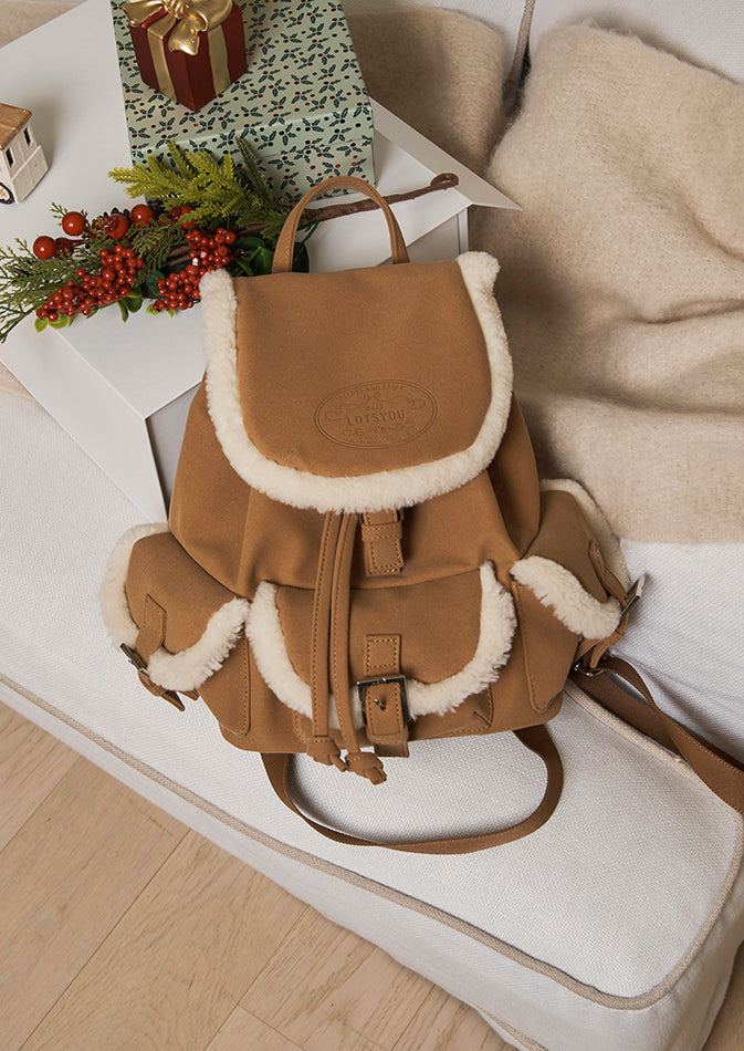 LOTSYOU Nostalgia Chubby Shearling Backpack Brown