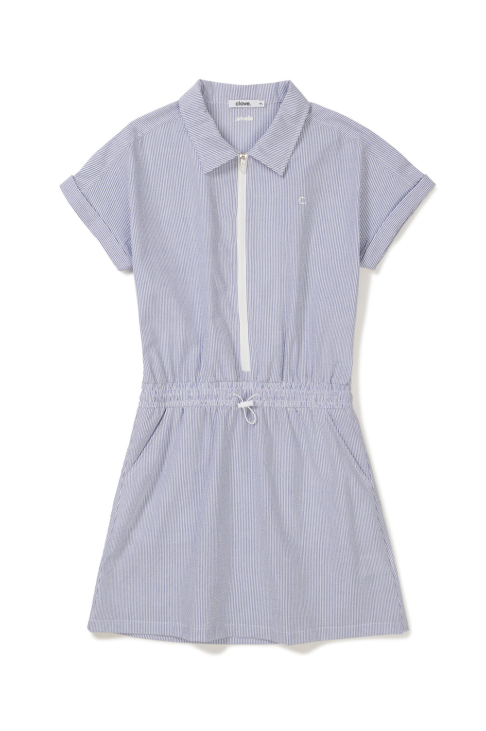 Clove Seersucker Polo Dress (Blue)