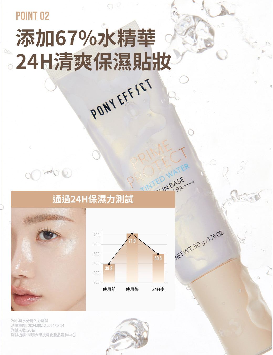 PONY EFFECT Prime Protect Tinted Water Sun Base 50g 水透光妝前防護乳SPF50+/PA++++