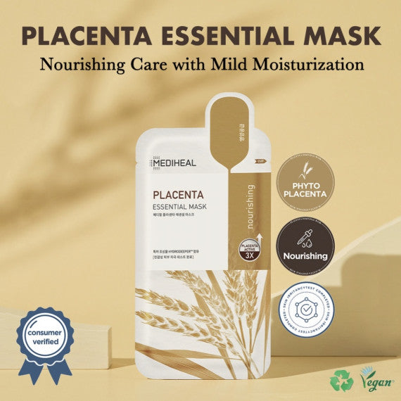 Mediheal Placenta Essential Mask 盤胎素活膚保濕抗衰老精華面膜｜抗衰老