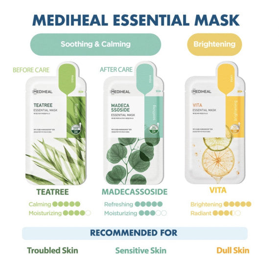 Mediheal Teatree Essential Mask 3X茶樹鎮靜精華面膜｜紓緩泛紅