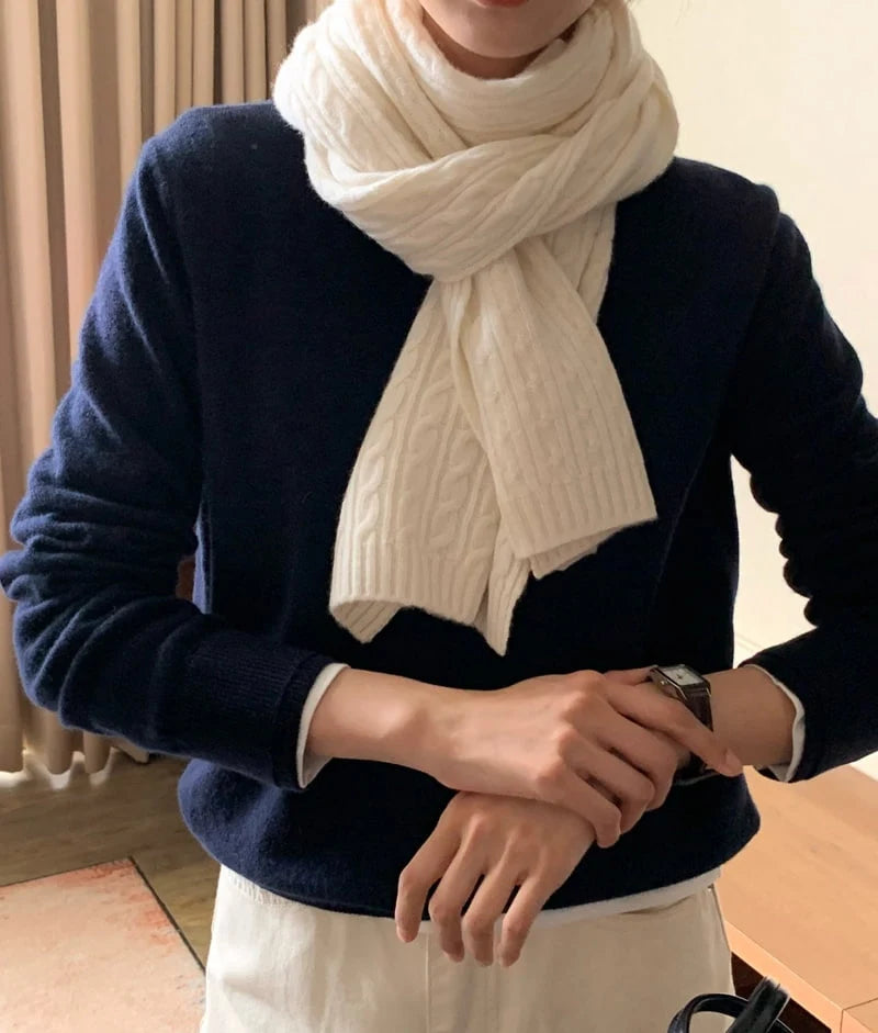 Wool Cashmere Cable Scarf