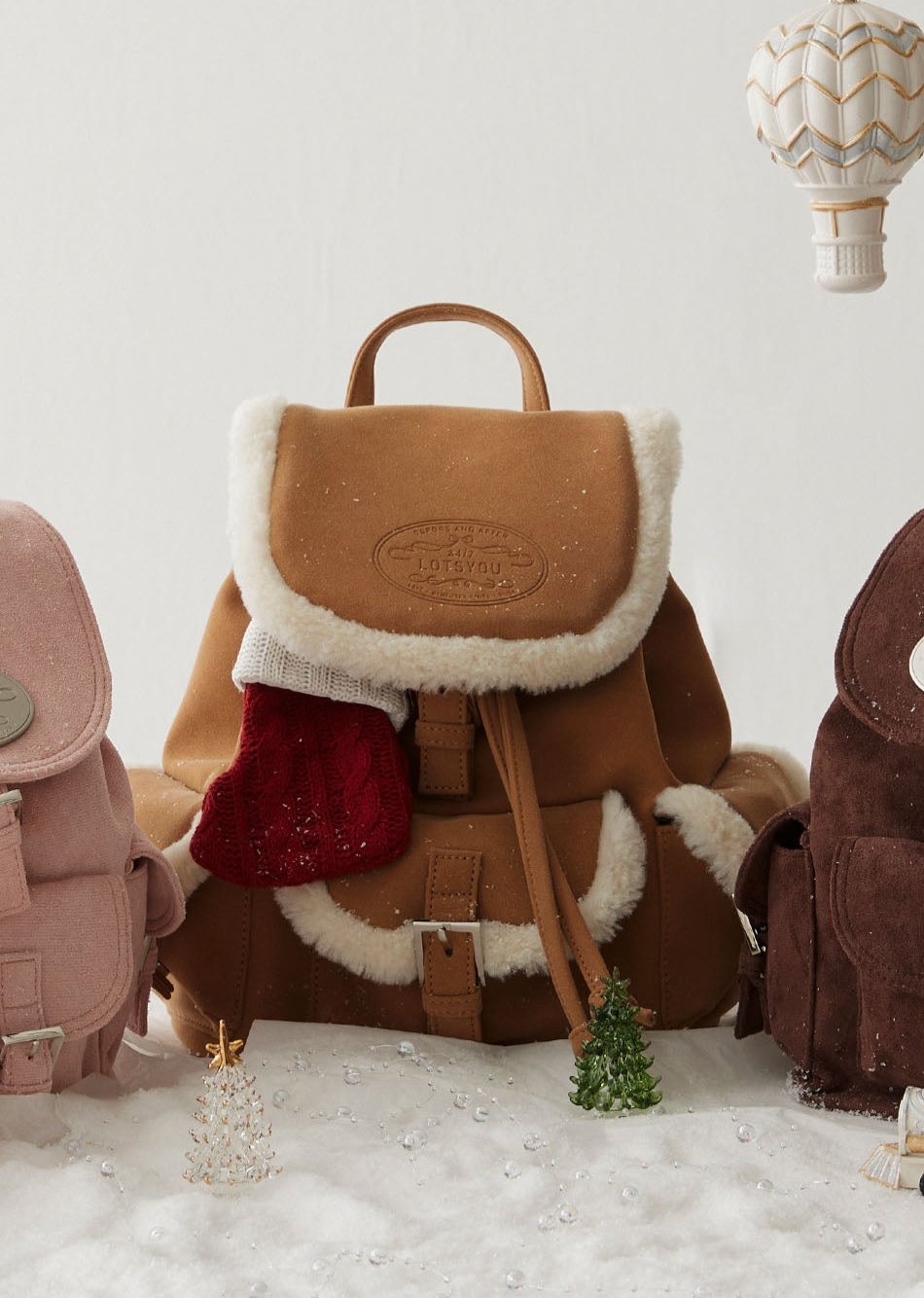 LOTSYOU Nostalgia Chubby Shearling Backpack Brown