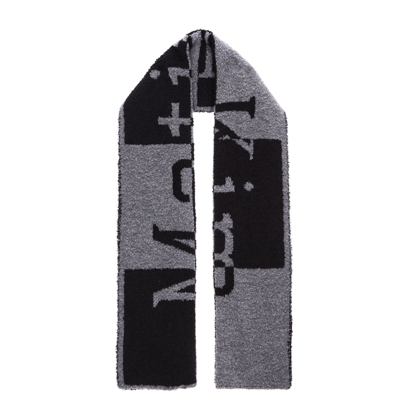 Matin Kim LOGO CHECKBOARD MUFFLER IN GREY