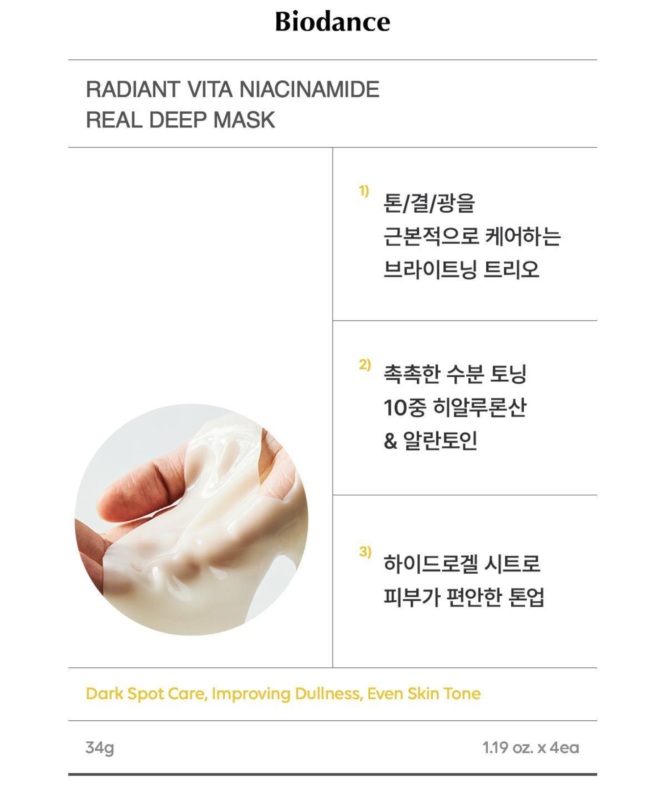 Biodance Radiant Vita Niacinamide Real Deep Mask 維他命美白提亮深層面膜