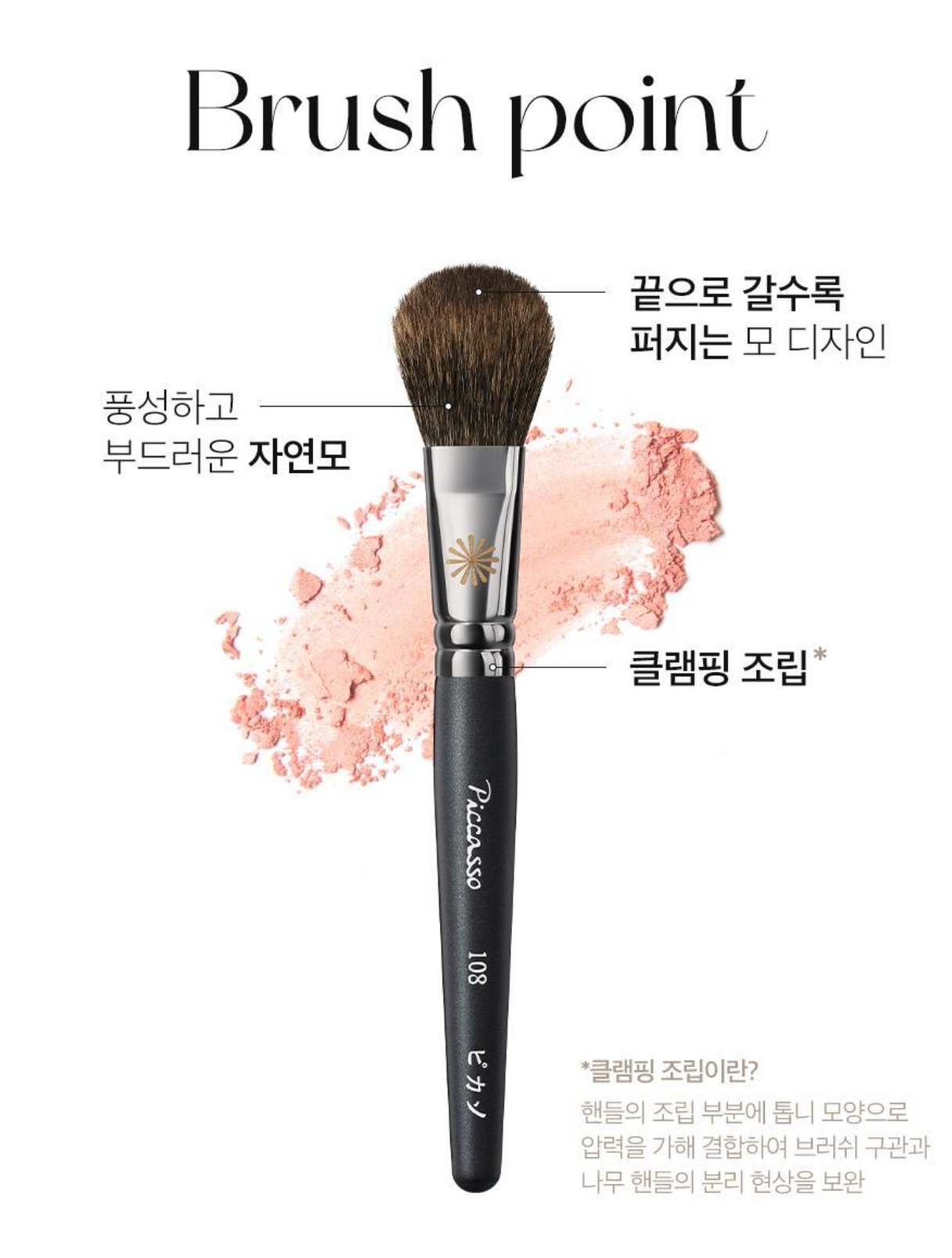 Piccasso Blusher Brush 專業級黑柄胭脂掃 #108