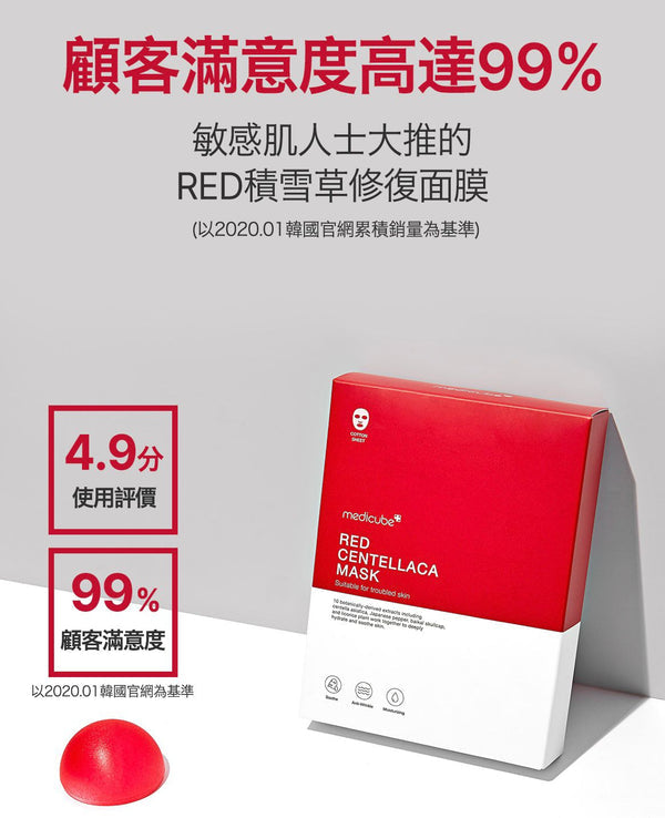 Medicube RED積雪草修復面膜 10片