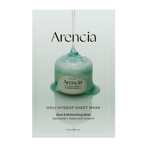 Arencia Holy Hyssop Sheet Mask 牛藤草去黃亮肌美白面膜 27ml X 5片｜速效去黃款