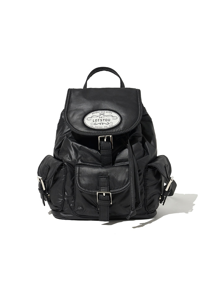 LOTSYOU Nostalgia Chubby Shearling Backpack Black