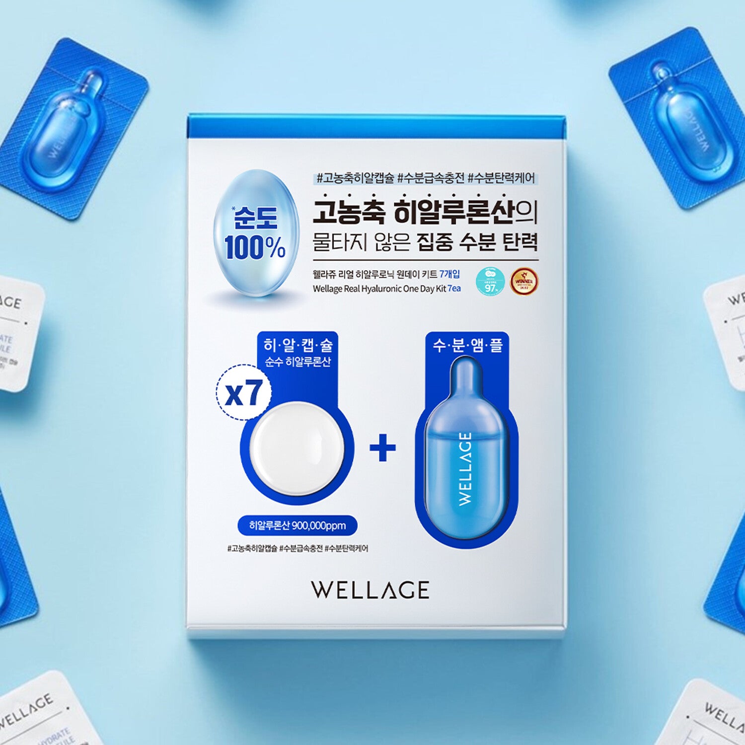 黑科技魔法藥丸💊 Wellage急救玻尿酸乾凍濃縮精華 Wellage Real HA Hydrate One Day Kit Set (7粒）